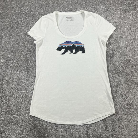 Patagonia T Shirt Womens Extra Small Slim Fit Bear Mountain Organic Cotton Blend - Picture 2 of 9
